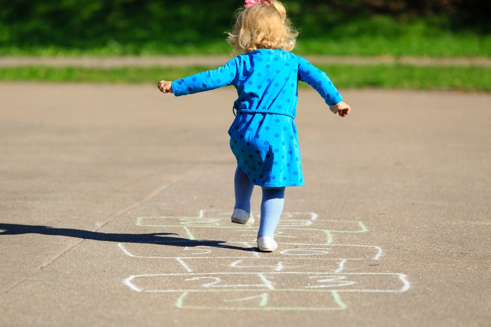 Kid playing Sound Hopscotch