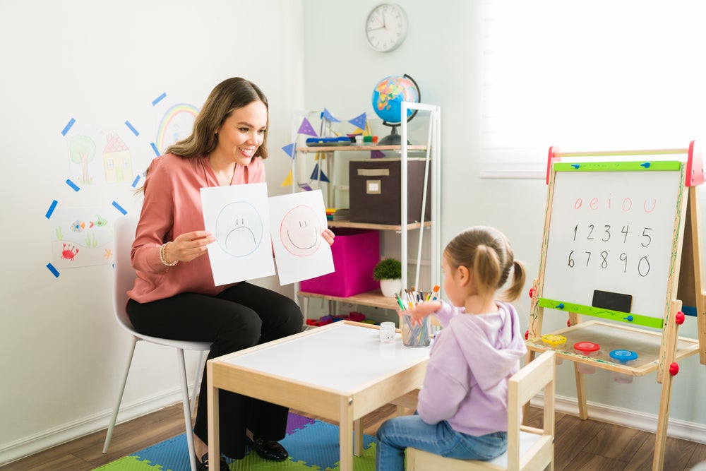 Parent talking to child about feelings