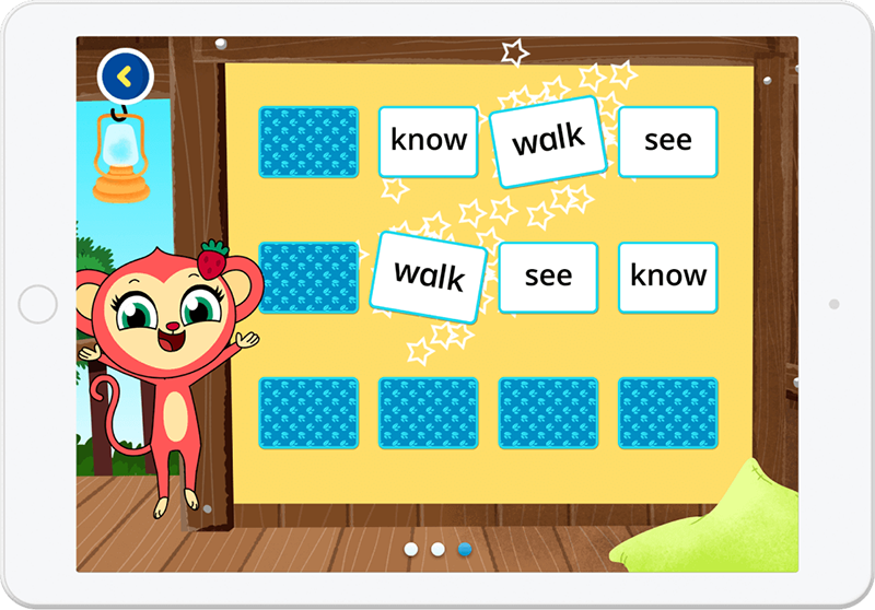Screenshot of sight word activity from HOMER Learn & Grow app