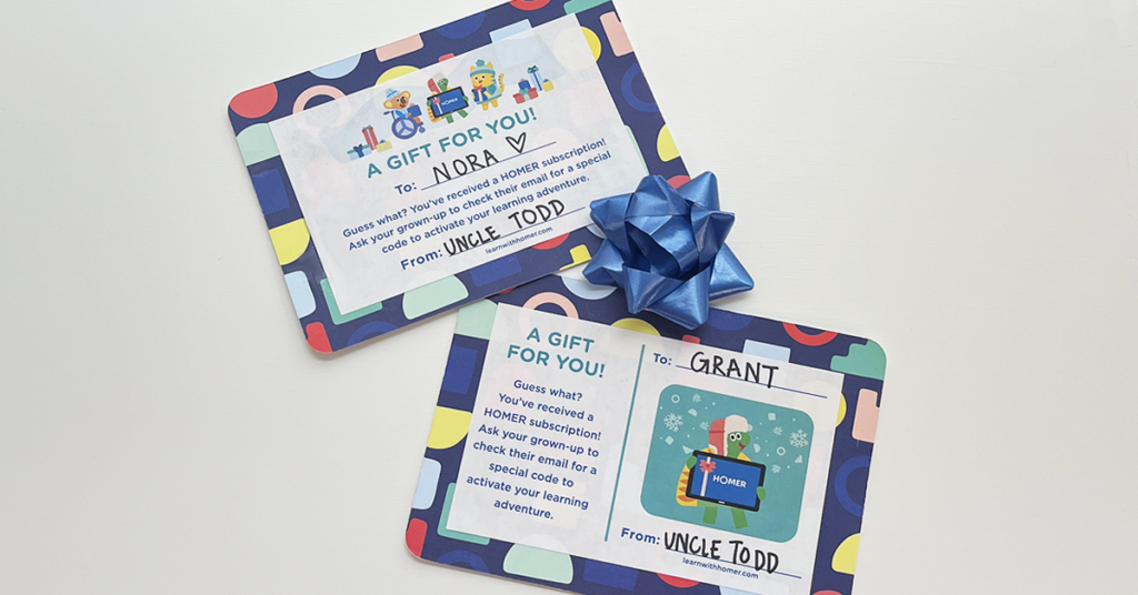 Two printable HOMER card gifts