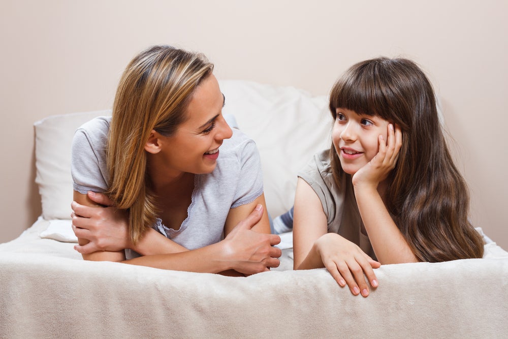 Mom discussing emotions with her daughter