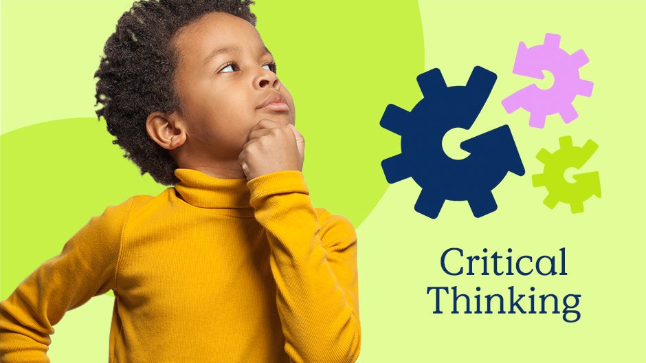 Critical Thinking: Child holding chin looking thoughtful