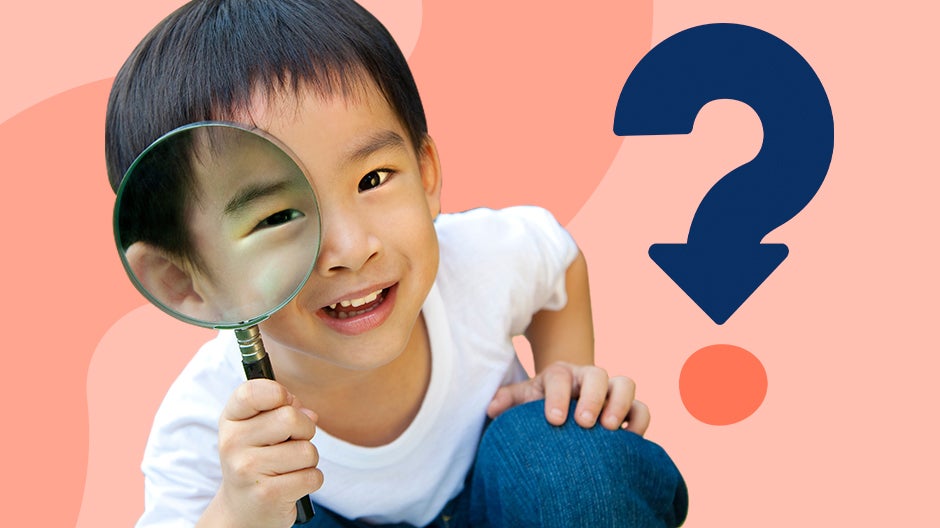 Header image: Child holding up a magnifying glass, icon representing curiosity