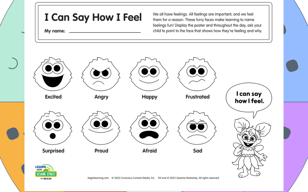 I Can Say How I Feel Emotion Chart (Ages 2-6)