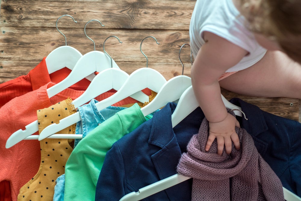 child learning color through clothes