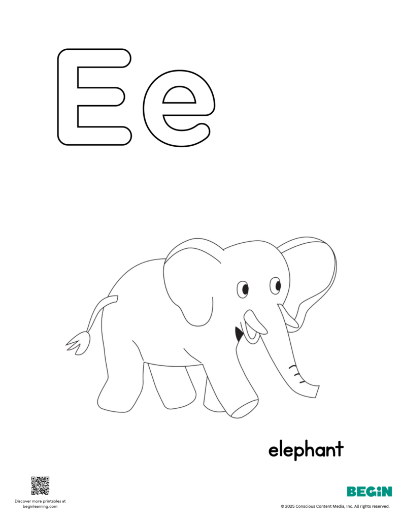 Letter E Coloring Page