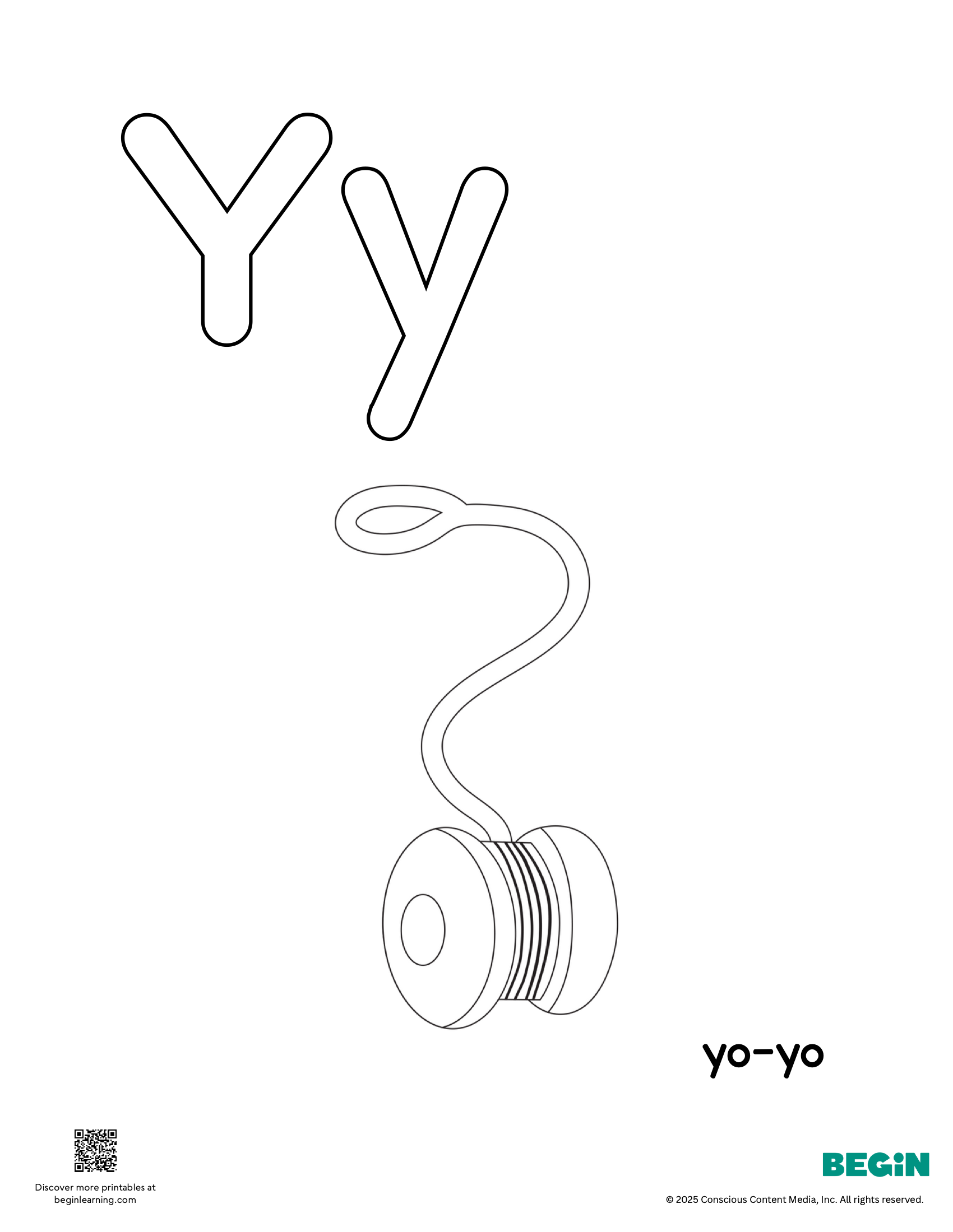 Letter Y Coloring Page Printable