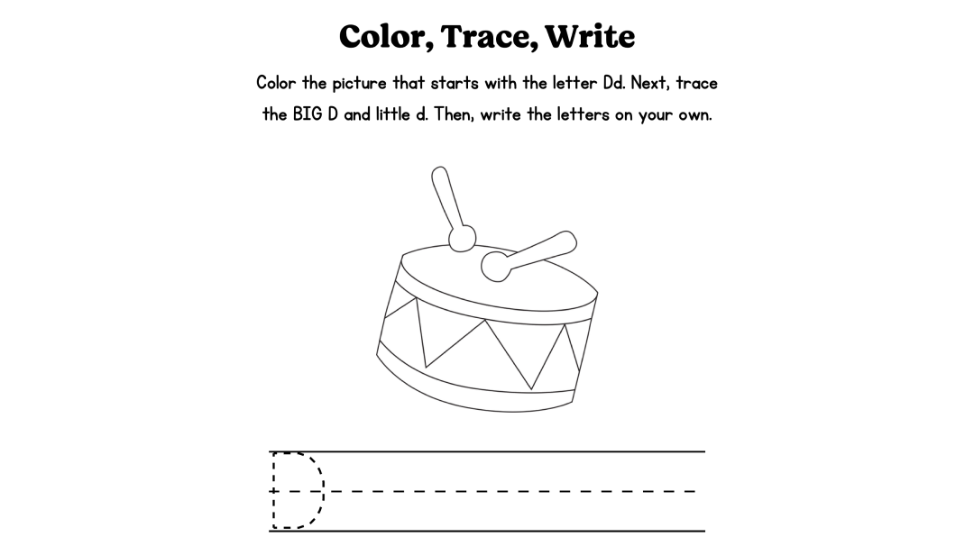 Free Printable Letter “D” Worksheets