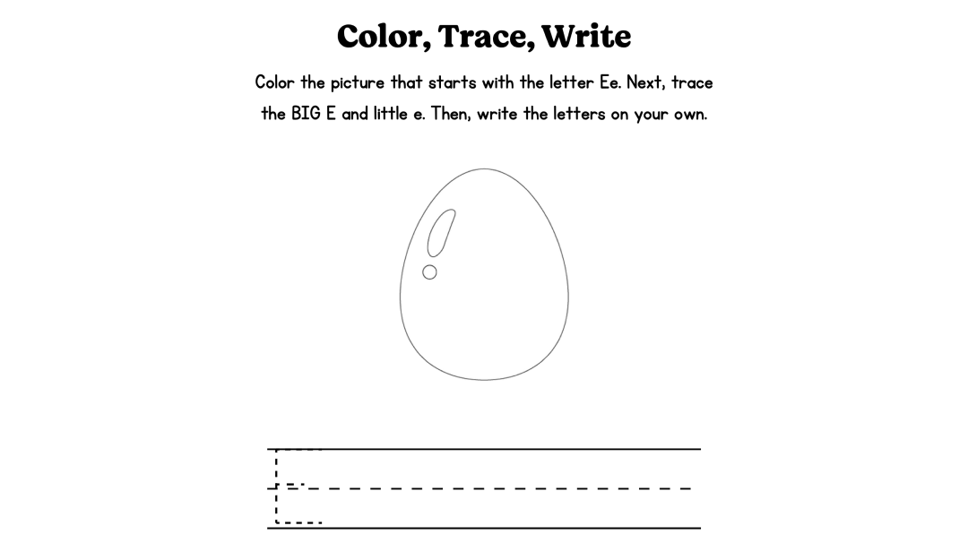 Free Printable Letter “E” Worksheets