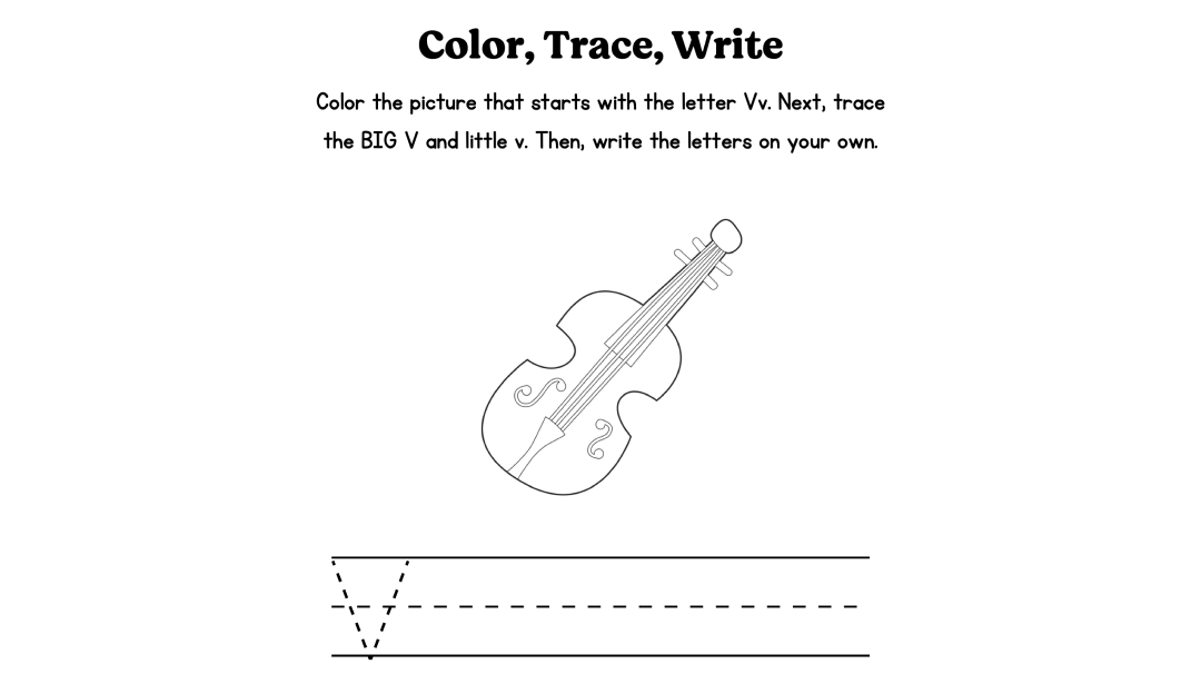 Free Printable Letter “V” Worksheets