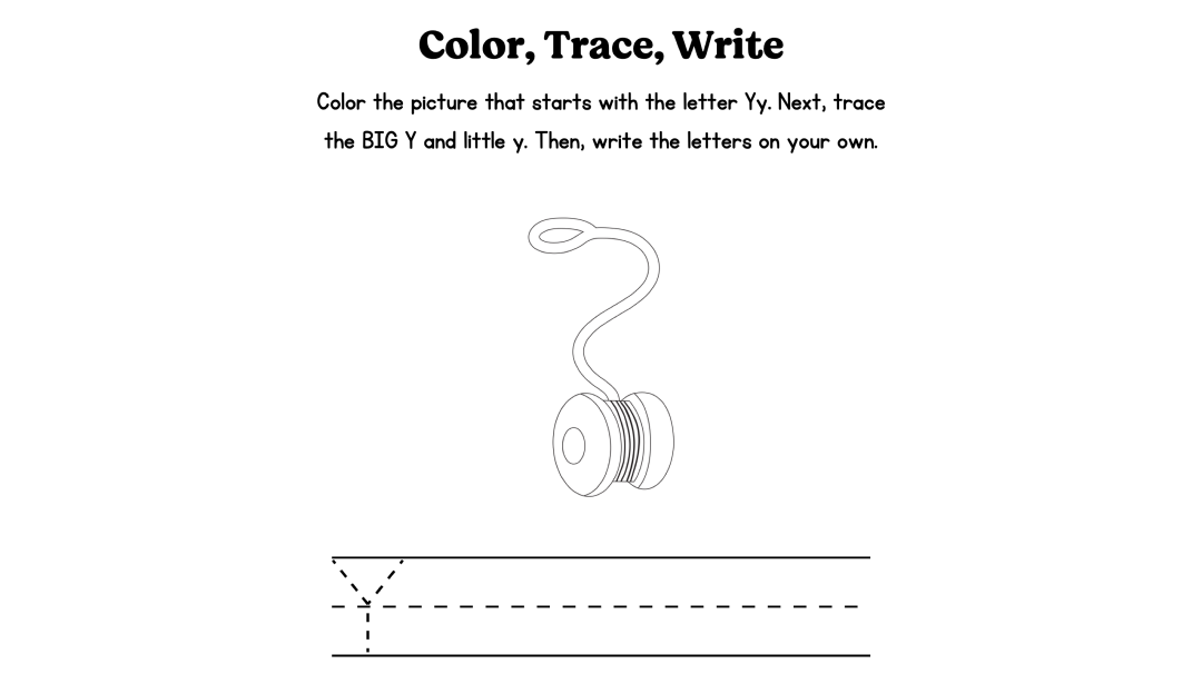 Free Printable Letter “Y” Worksheets