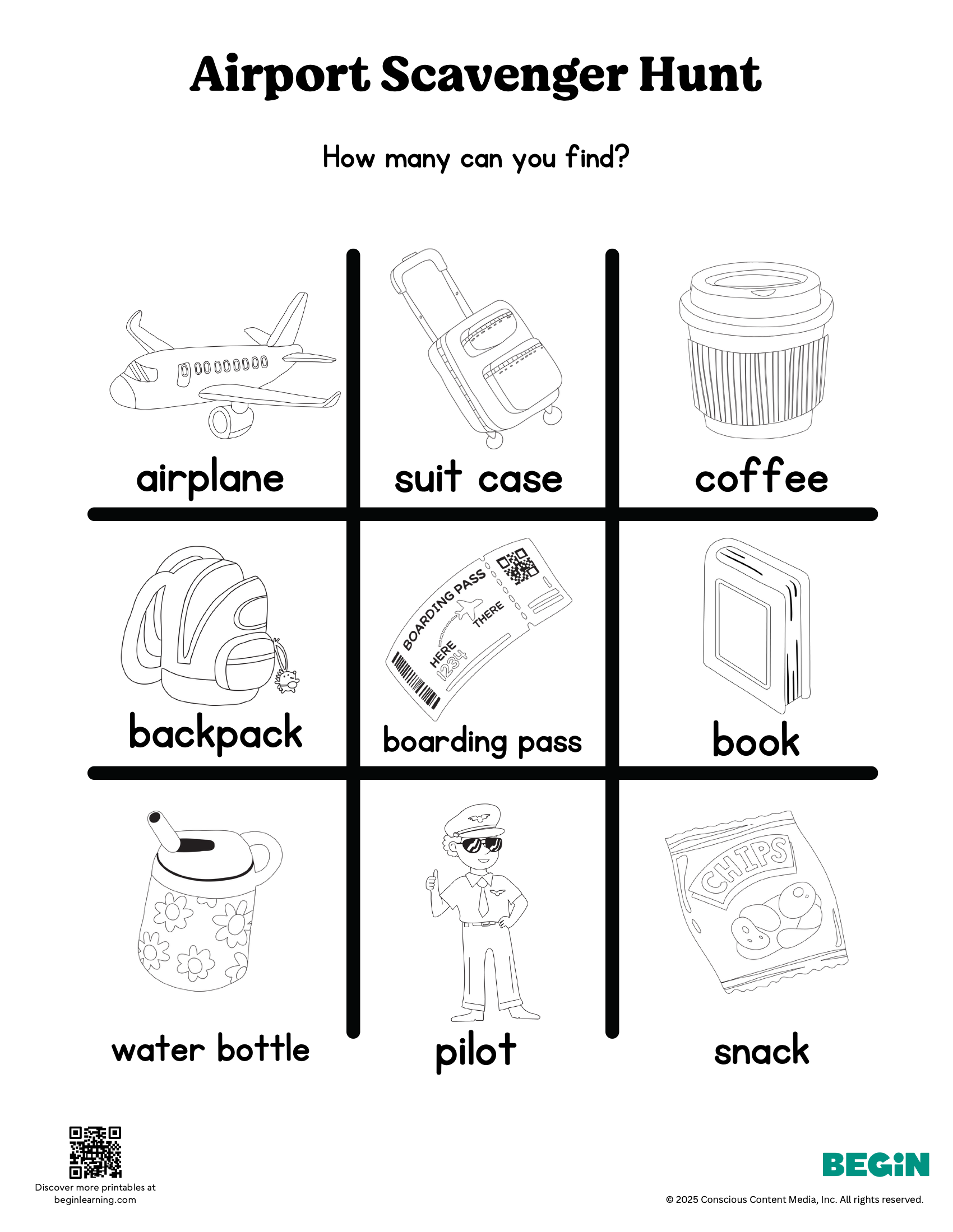 Scavenger Hunt_Airport_BW_Worksheet