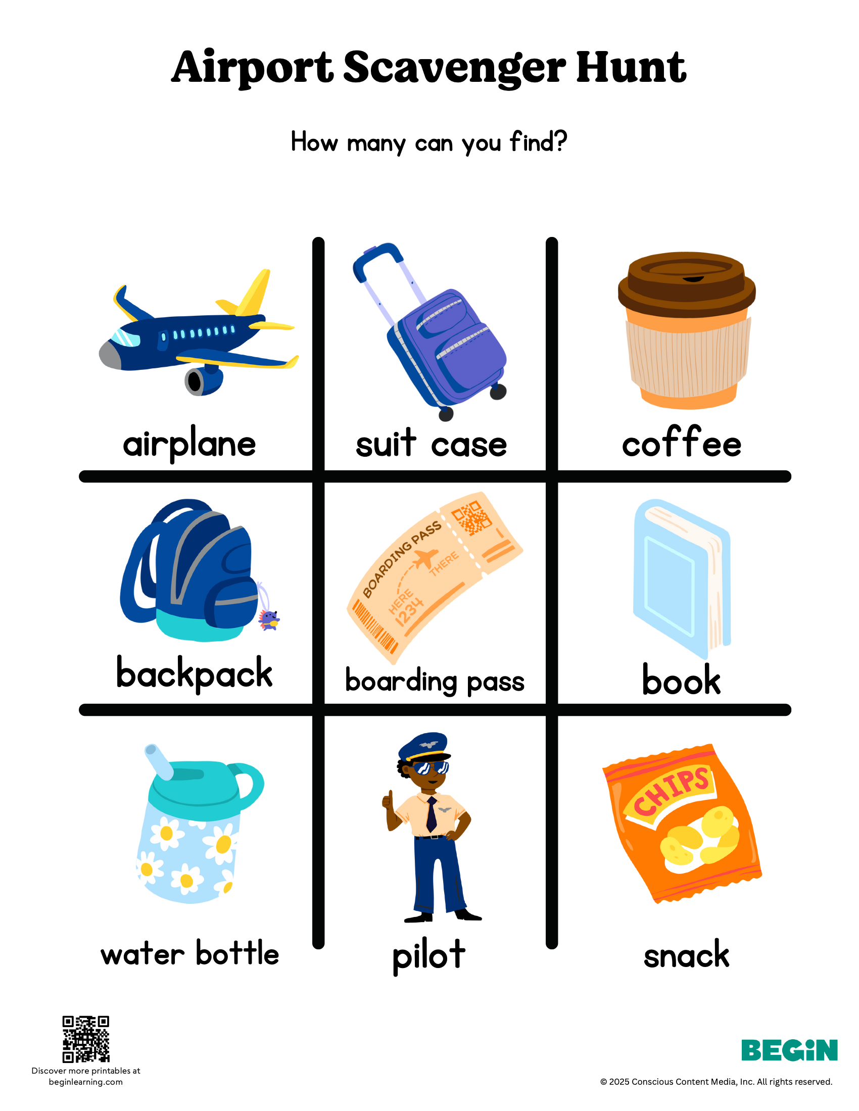 Scavenger Hunt_Airport_Color_Worksheet