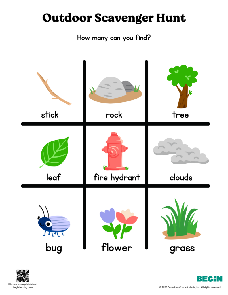 Outdoor Scavenger Hunt Color Worksheet