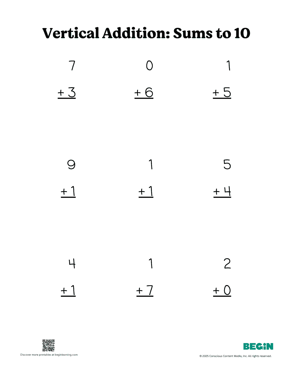 Printables Vertical Addition 3