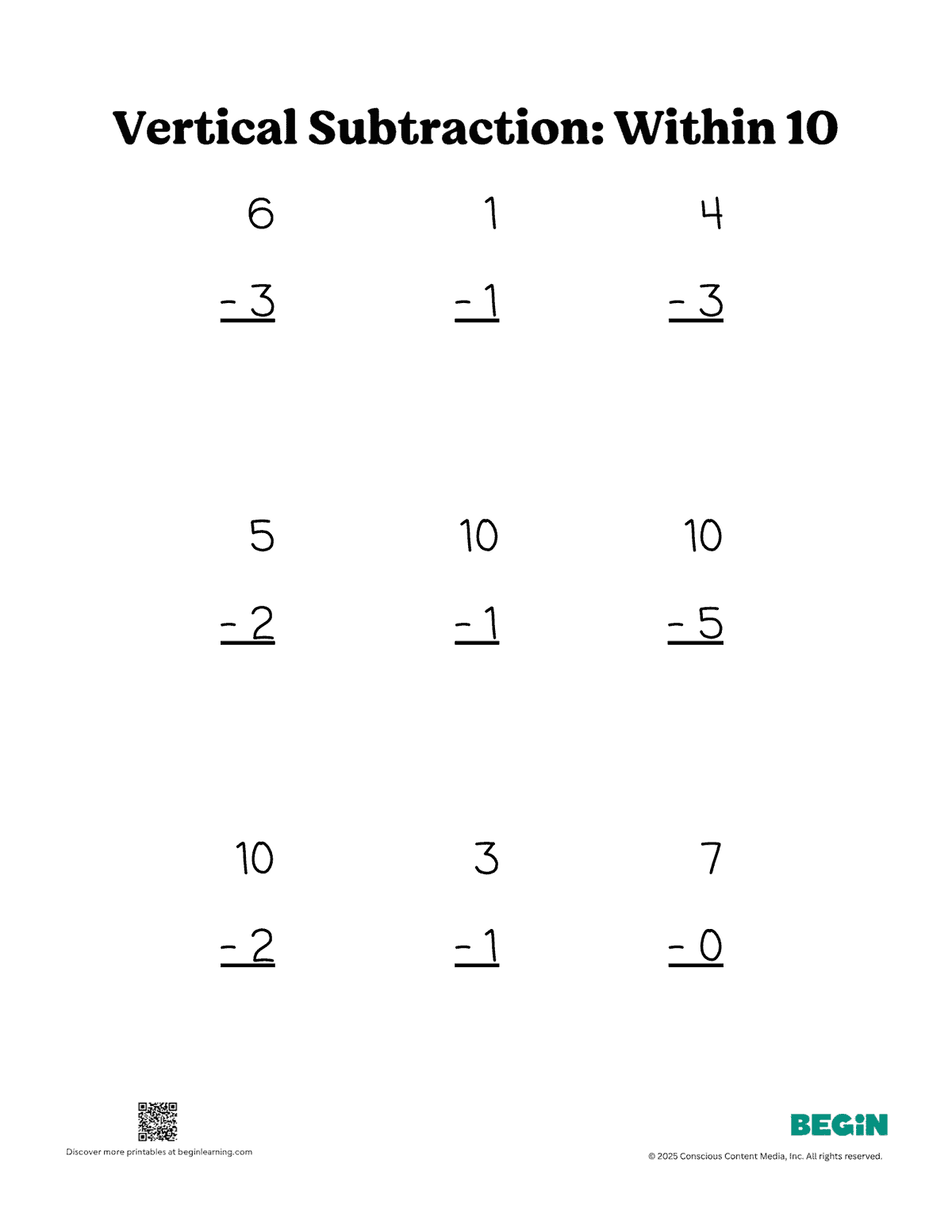 Printables Vertical Subtraction 3