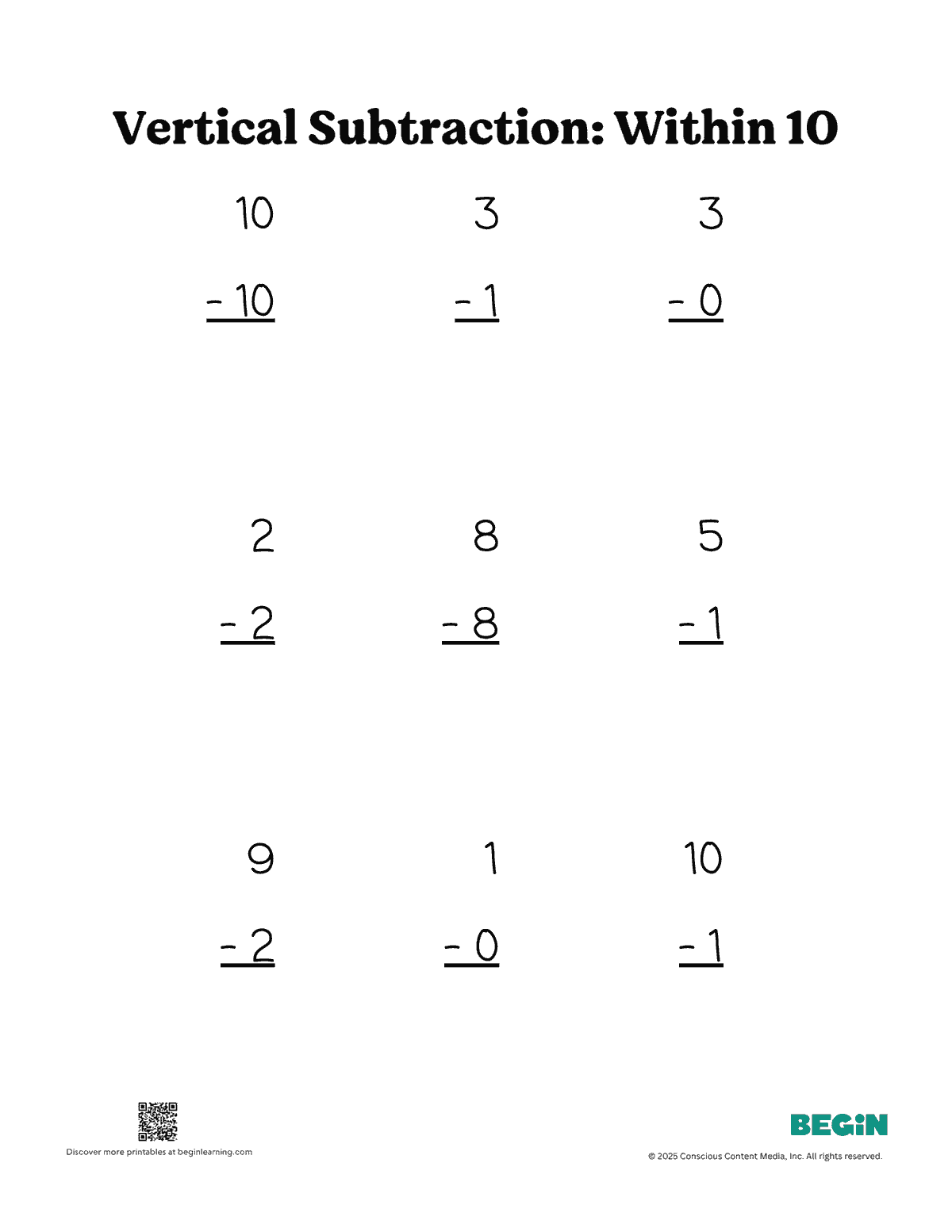 Printables Vertical Subtraction 4