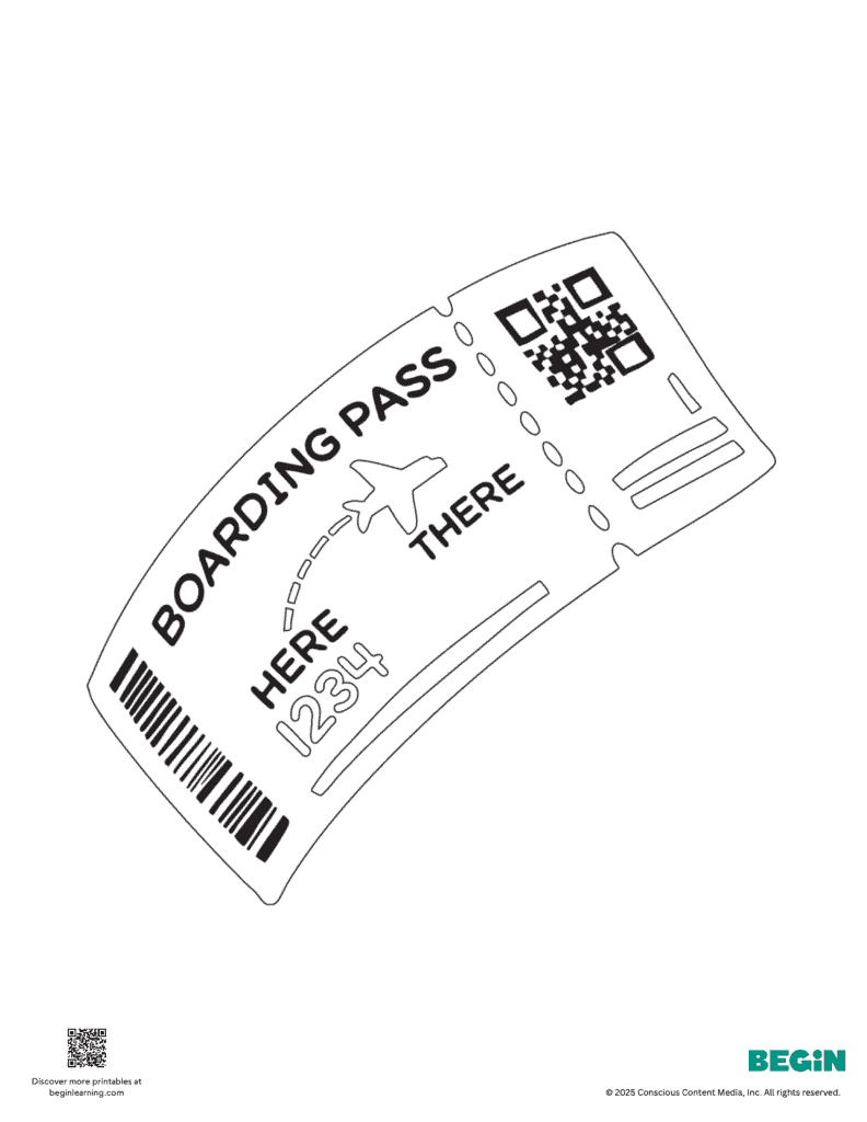 Boarding Pass Coloring Page