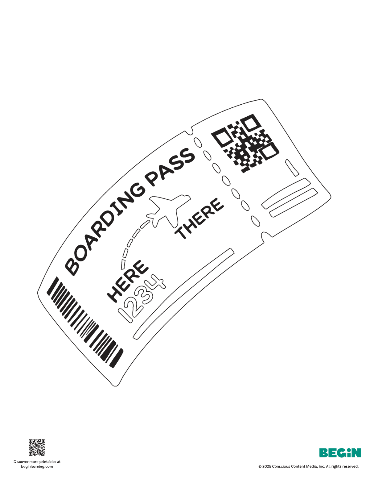 Boarding Pass Coloring Page