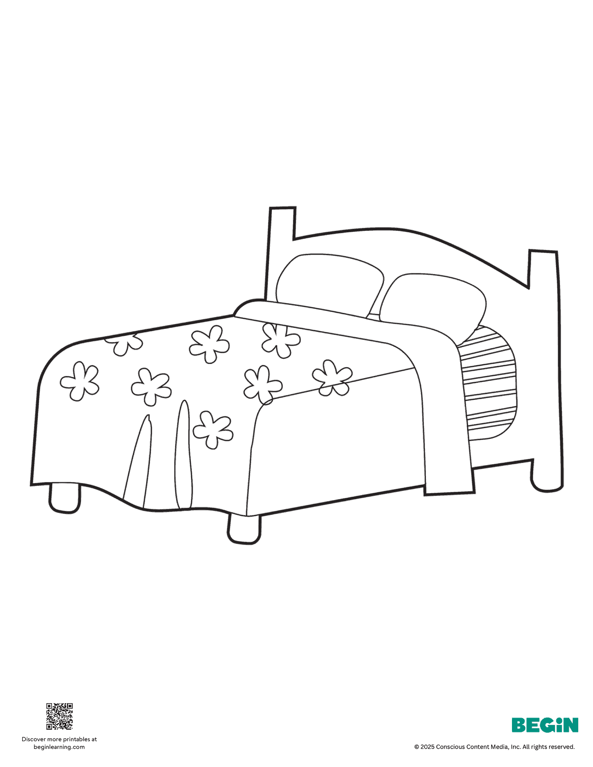 Free Printable Bed Coloring Page