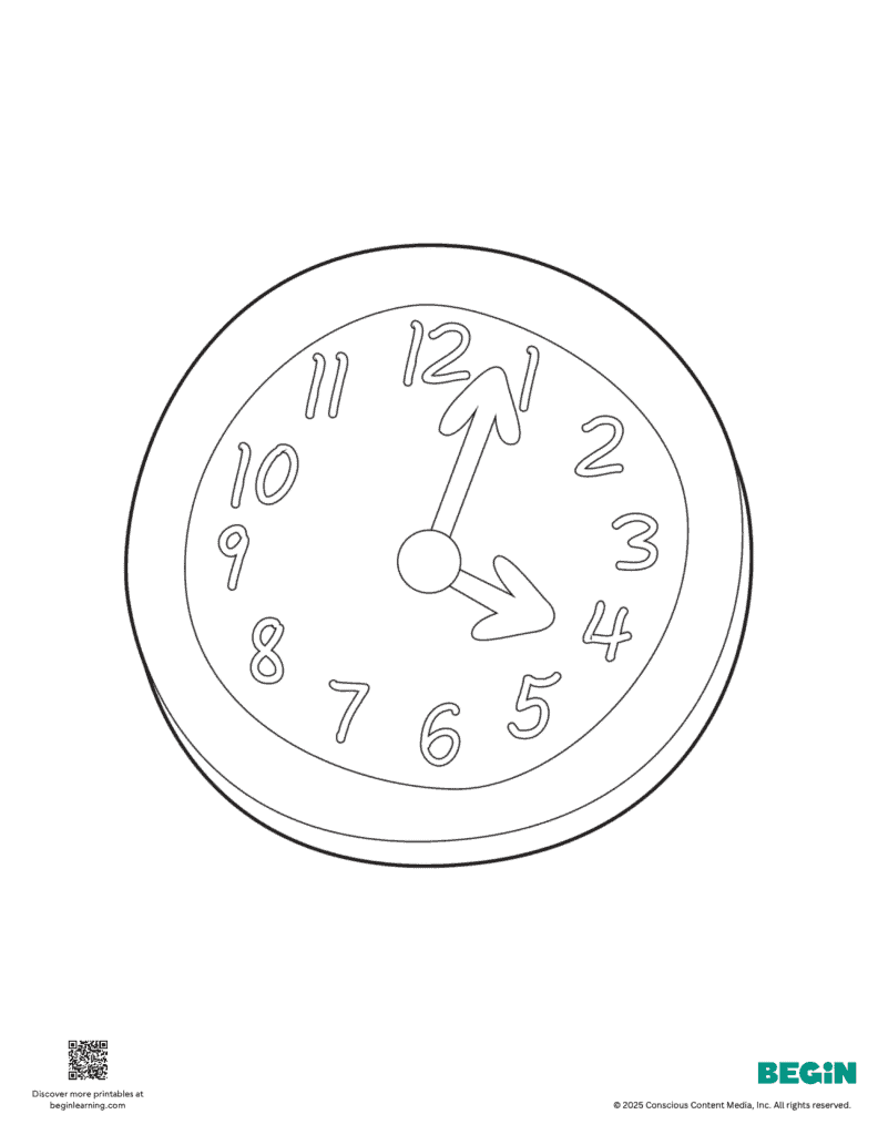 Clock Coloring Page