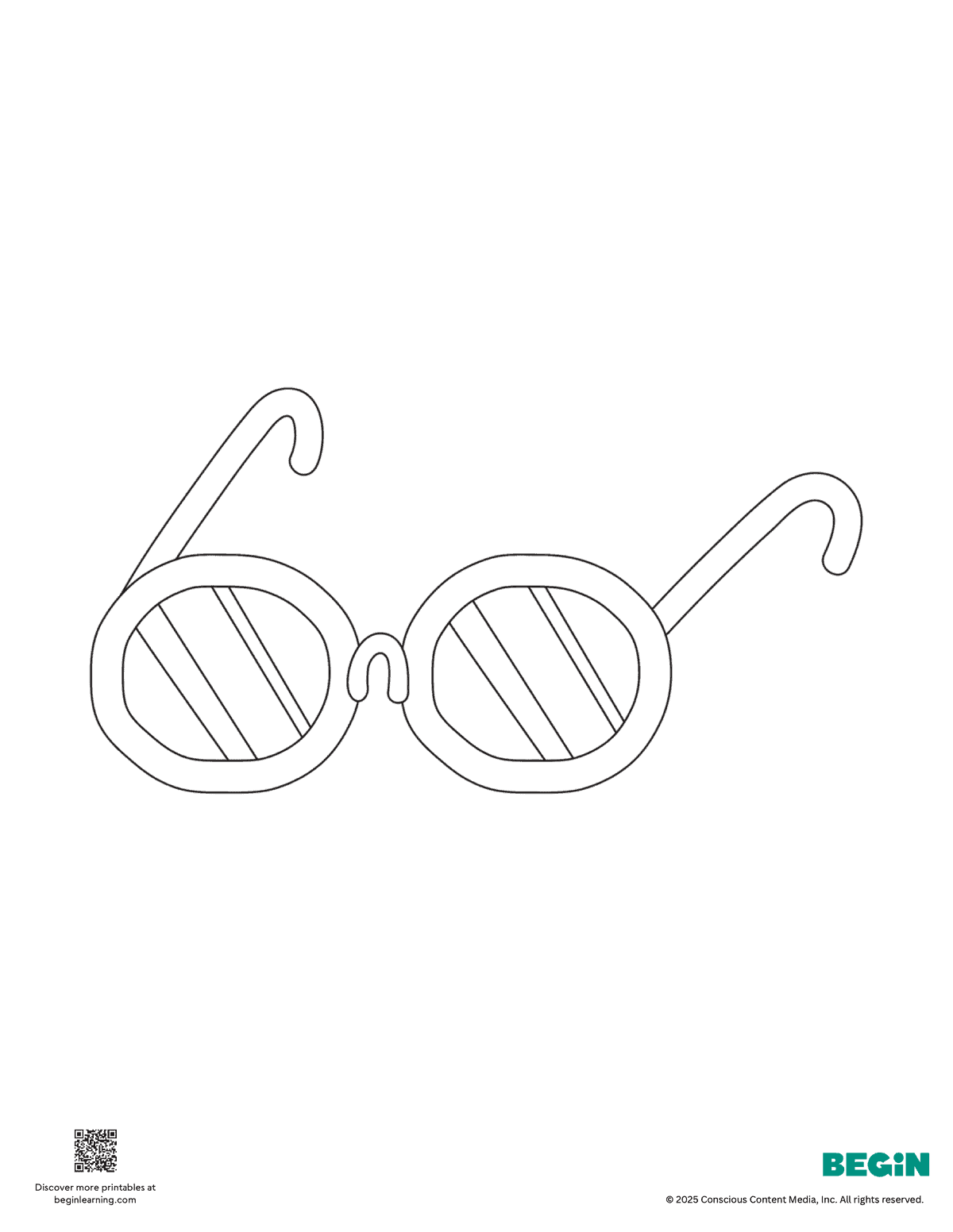 Free Printable Glasses Coloring Page
