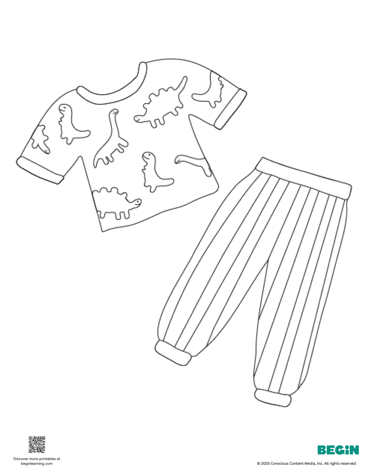 Free Printable Pajamas Coloring Page