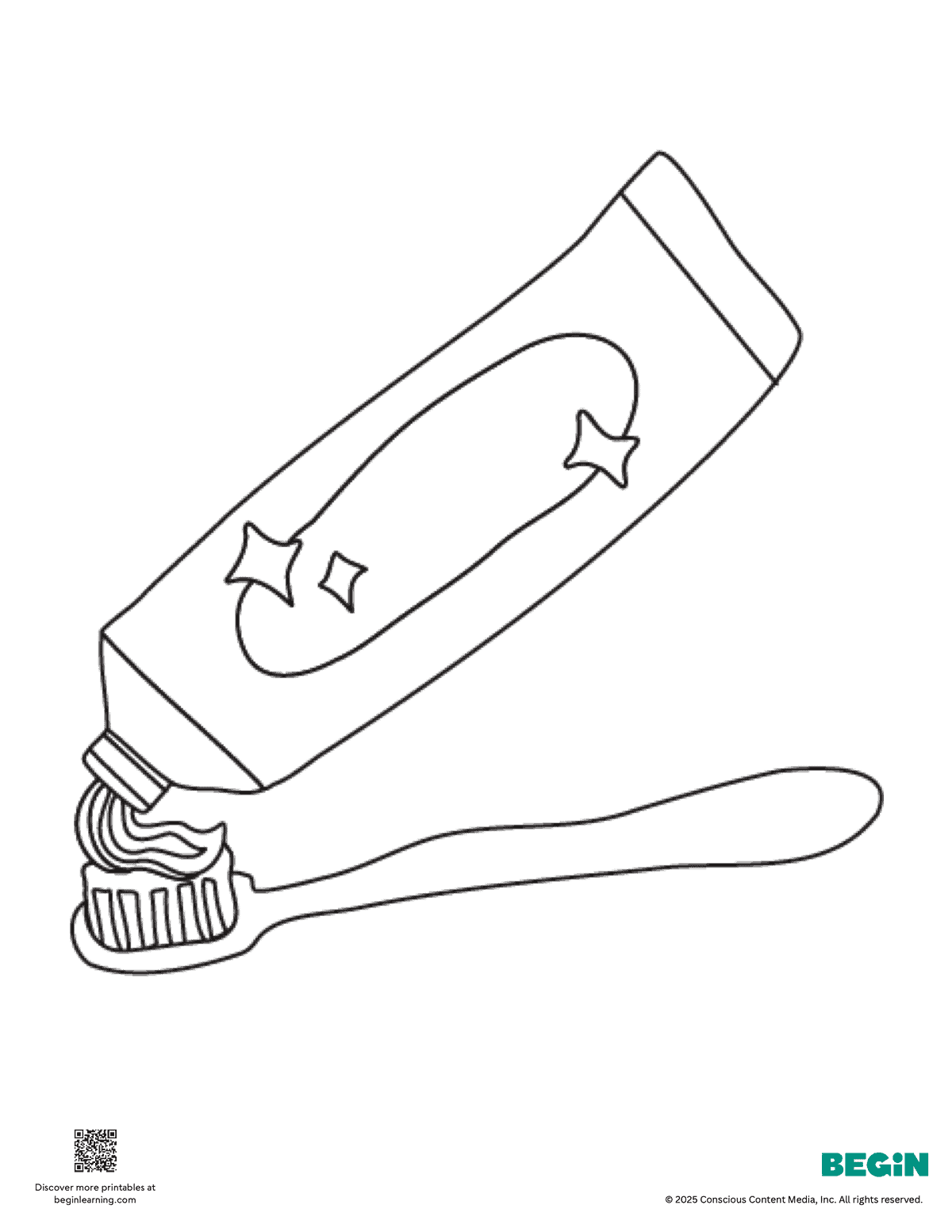 Toothpaste Toothbrush Coloring Page