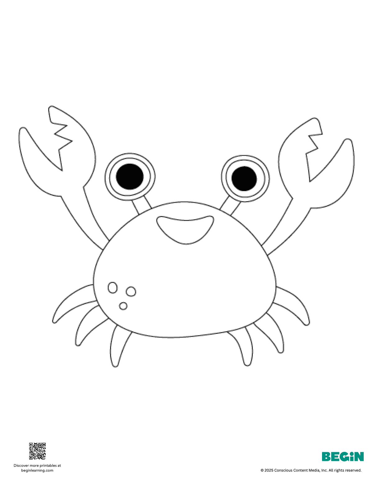 Free Printable Crab Coloring Page
