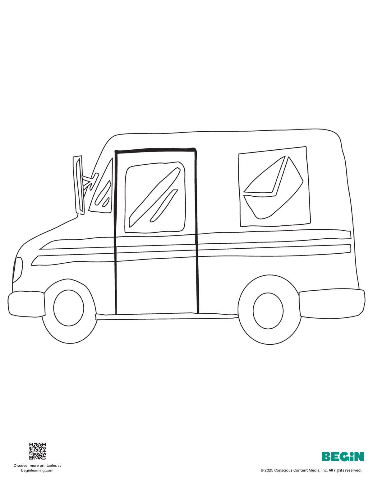 Mail Truck Coloring Page