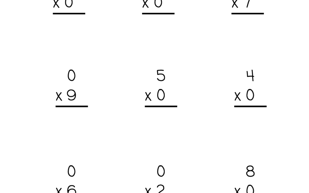 Free Printable Multiplication by 0 Worksheets