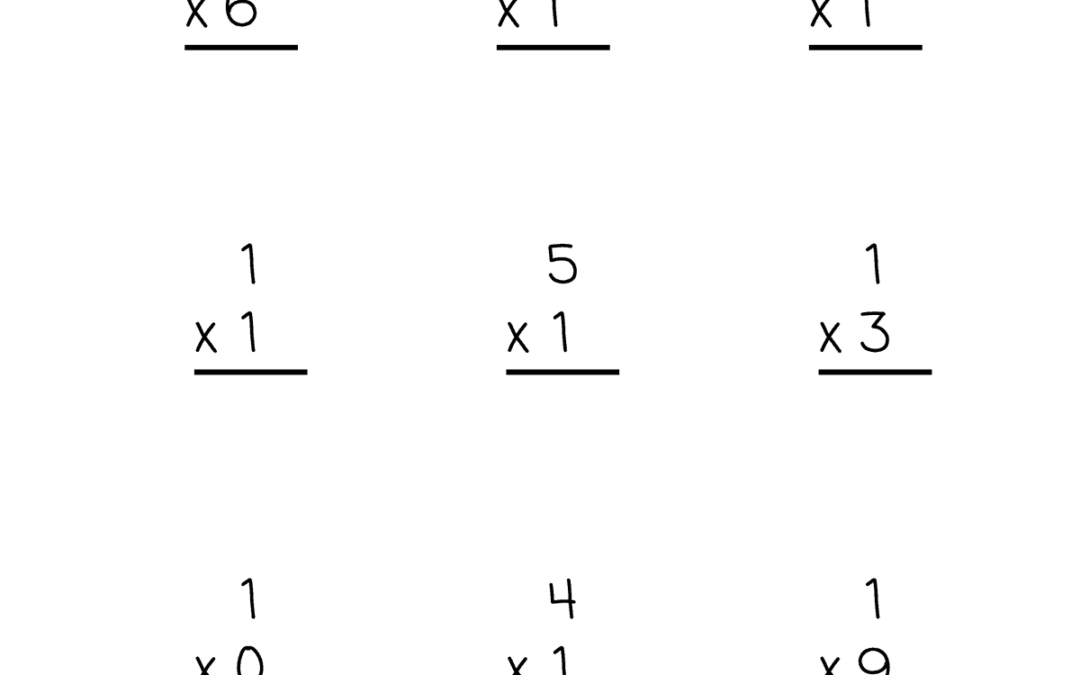 Free Printable Multiplication by 1 Worksheets