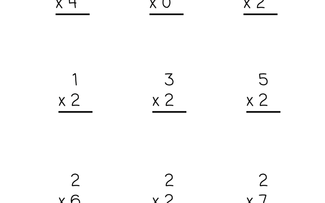 Free Printable Multiplication by 2 Worksheets