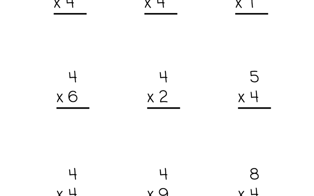 Free Printable Multiplication by 4 Worksheets