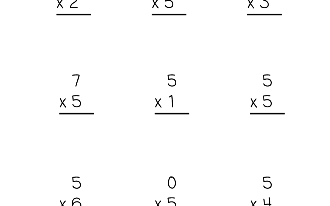 Free Printable Multiplication by 5 Worksheets