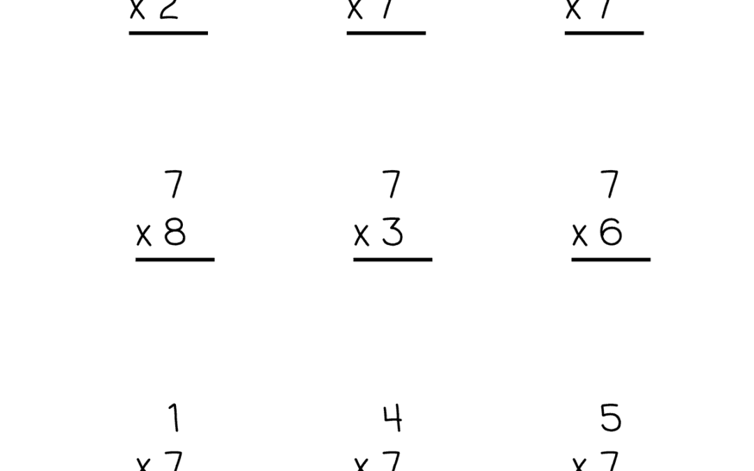 Free Printable Multiplication by 7 Worksheets