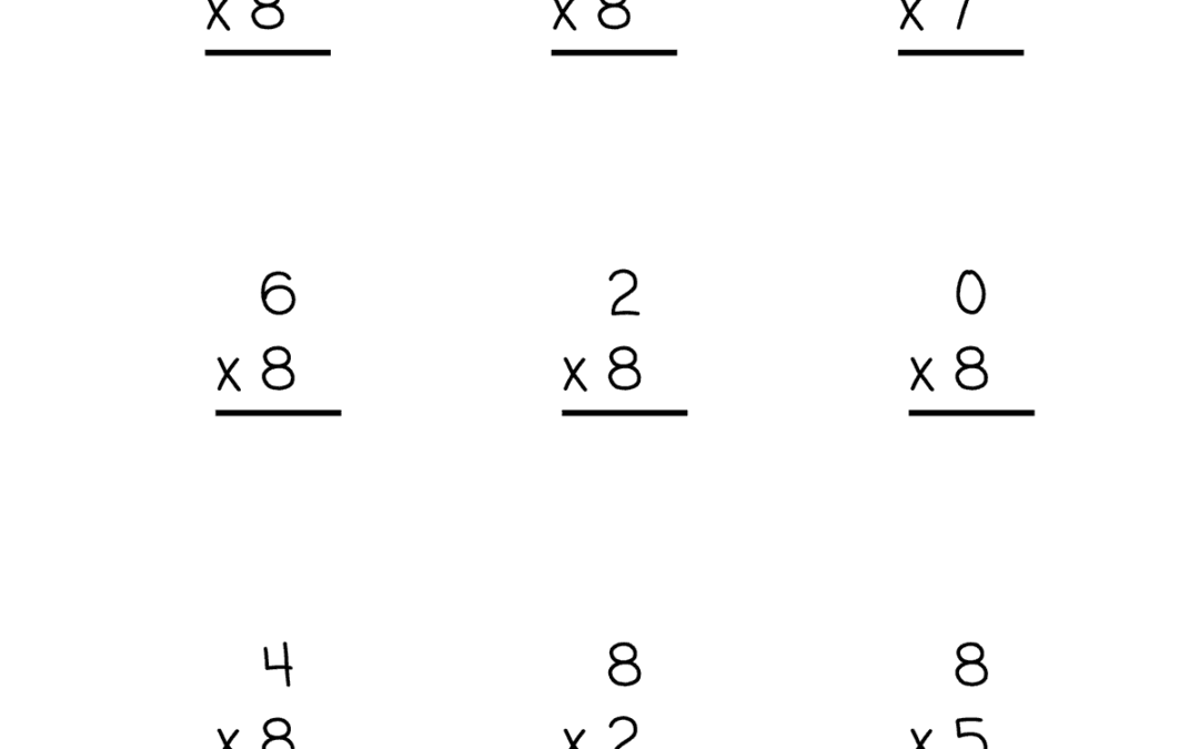 Free Printable Multiplication by 8 Worksheets