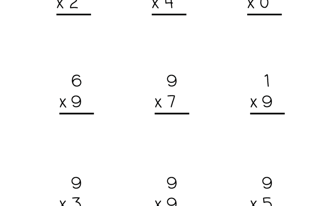 Free Printable Multiplication by 9 Worksheets