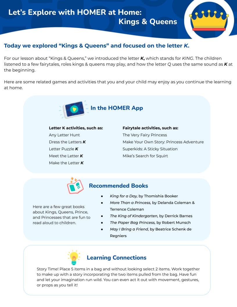 Kings And Queens Learning Extension Guide