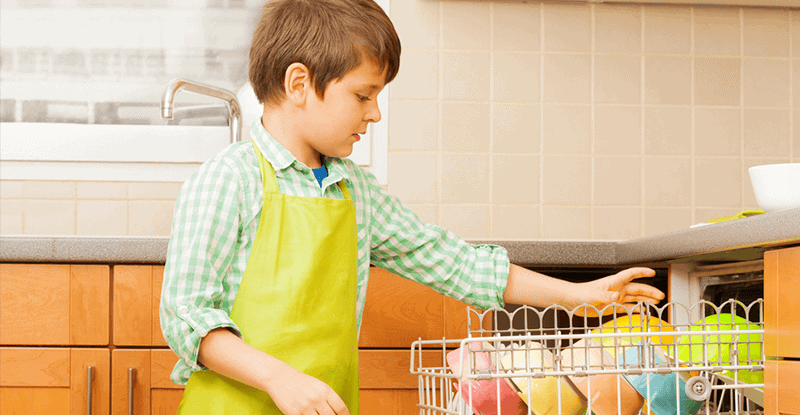 how to teach kids time management - child doing daily dishes